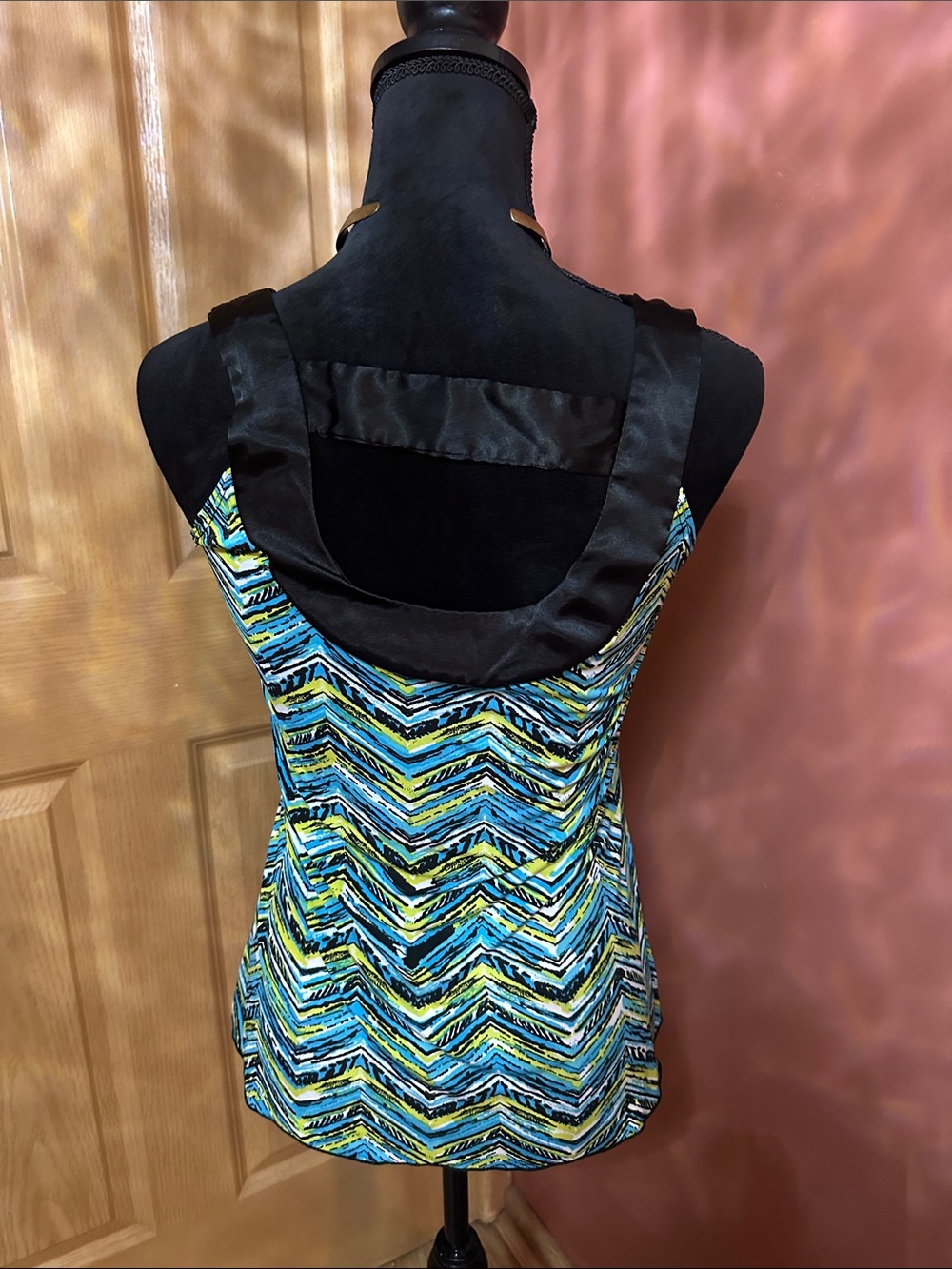 A. Byer Blue, Yellow & Black Chevron-Print Sleeveless Camisole - Picture 3 of 3